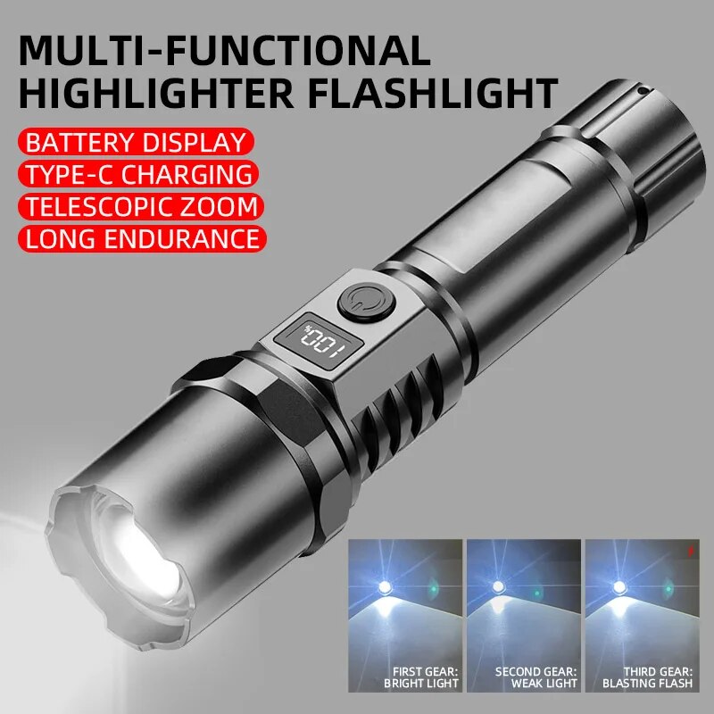 Photography Ratio - XHP100 lanterna LED retrátil recarregável, alta