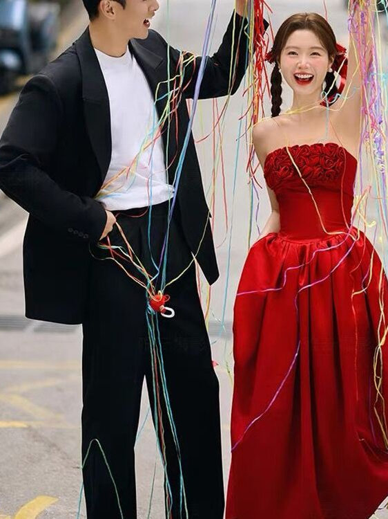 2025 Novo Vestido Vermelho de  - Photography Wedding avaliação e preço